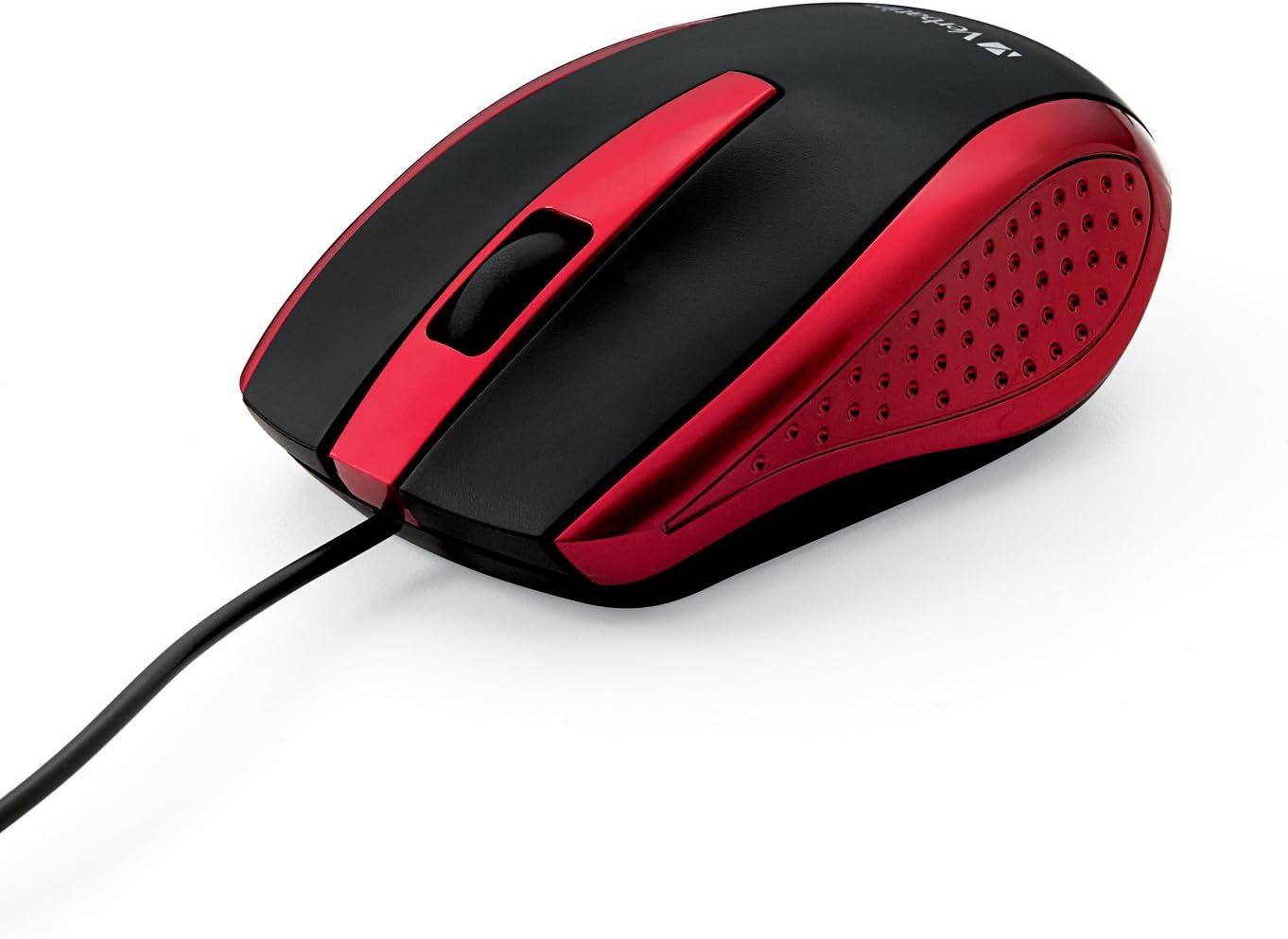 Verbatim 99742 Wired USB Computer Mouse - Corded USB Mouse for Laptops and PCs - Right or Left Hand Use, Red, 1.4" x 2.4" x 3.9"
