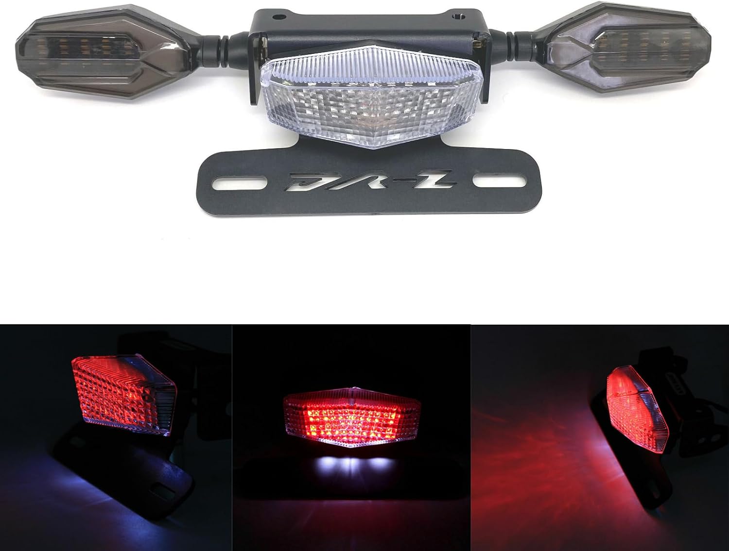 DRZ400S Rear Tail Tidy - Fender Eliminator Kit LED Tail Brake Light Turn Signal Blinker For SUZUKI DR-Z 400SM DR-Z 400S DRZ 400E 2000-2021 License Plate Bracket (Clear)