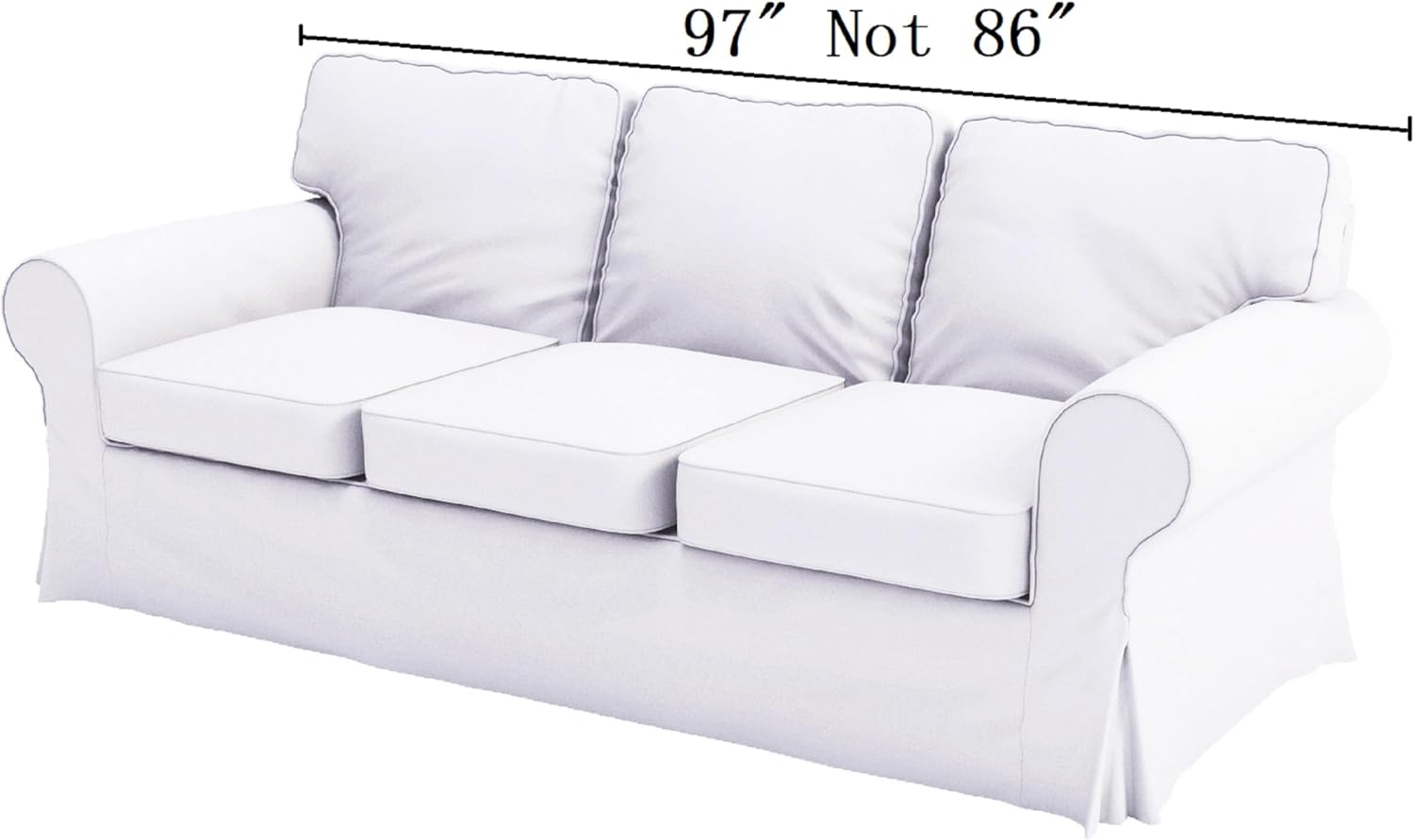 The Heavy Duty Fabric Ektorp 3.5 Seat Width: 98" (Not Regular 3 Seat) Sofa Cover Compatible with IKEA Ektorp Three and Half Sofa Cover, a Sofa Slipcover Replacement (50% Thicker Poly Flax Forrest)
