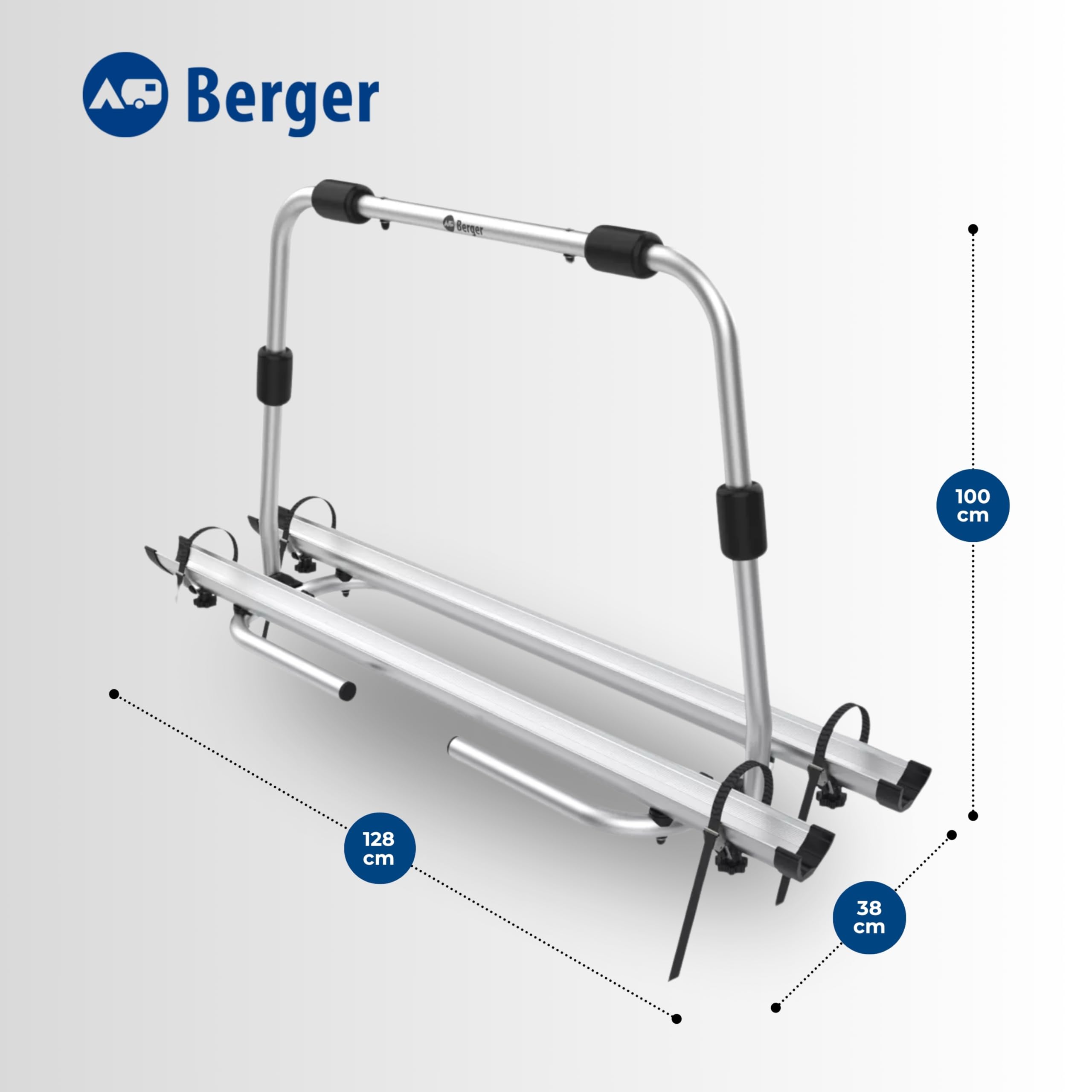 BERGER Super XL Auto Fahrradträger Anhängerkupplung | Kupplungsträger Heckträger für 2 Fahrräder E-Bike Mountainbike klappbar | Aluminium