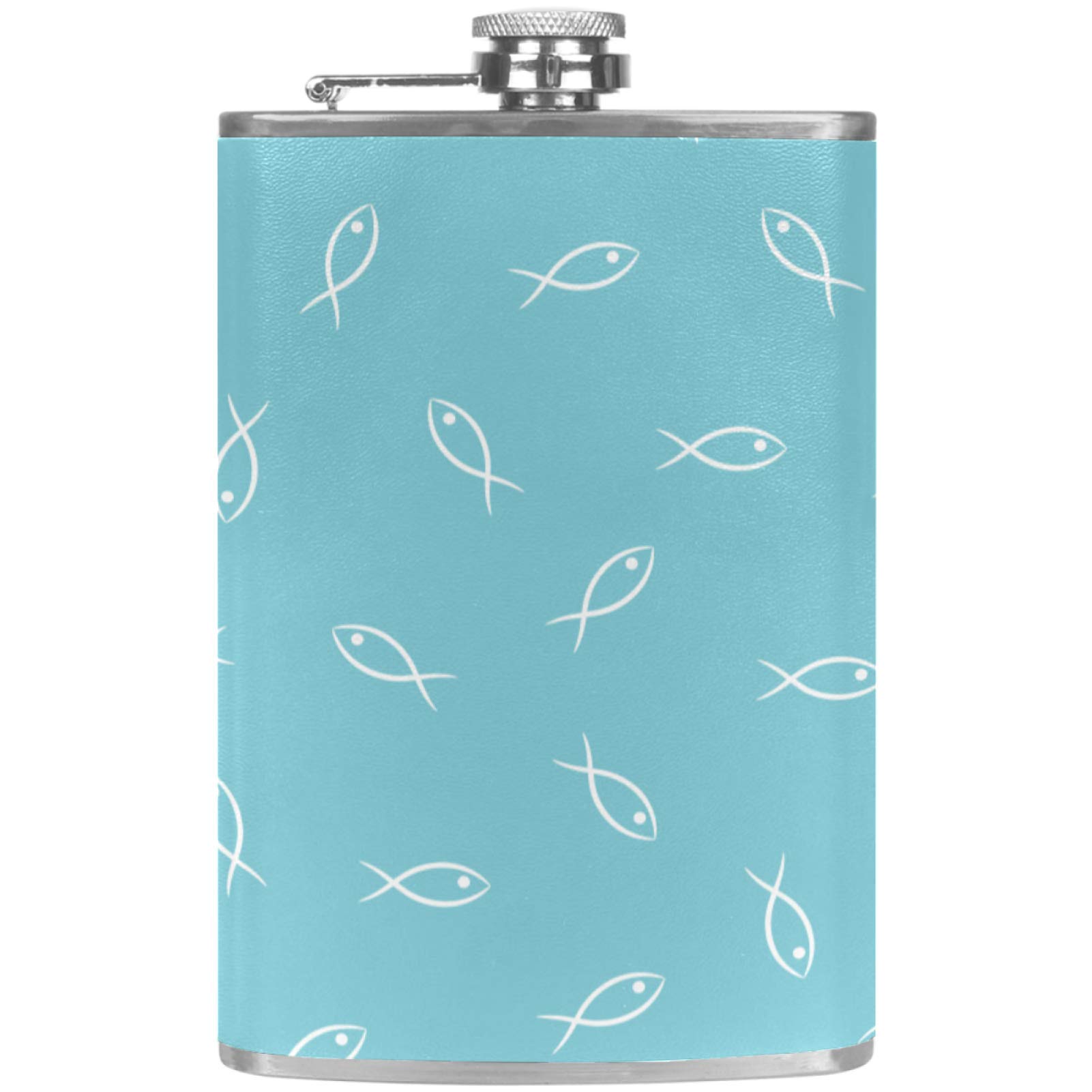 Flasque à whisky de poche en cuir bleu pour camping pêche barbecue fête et bar