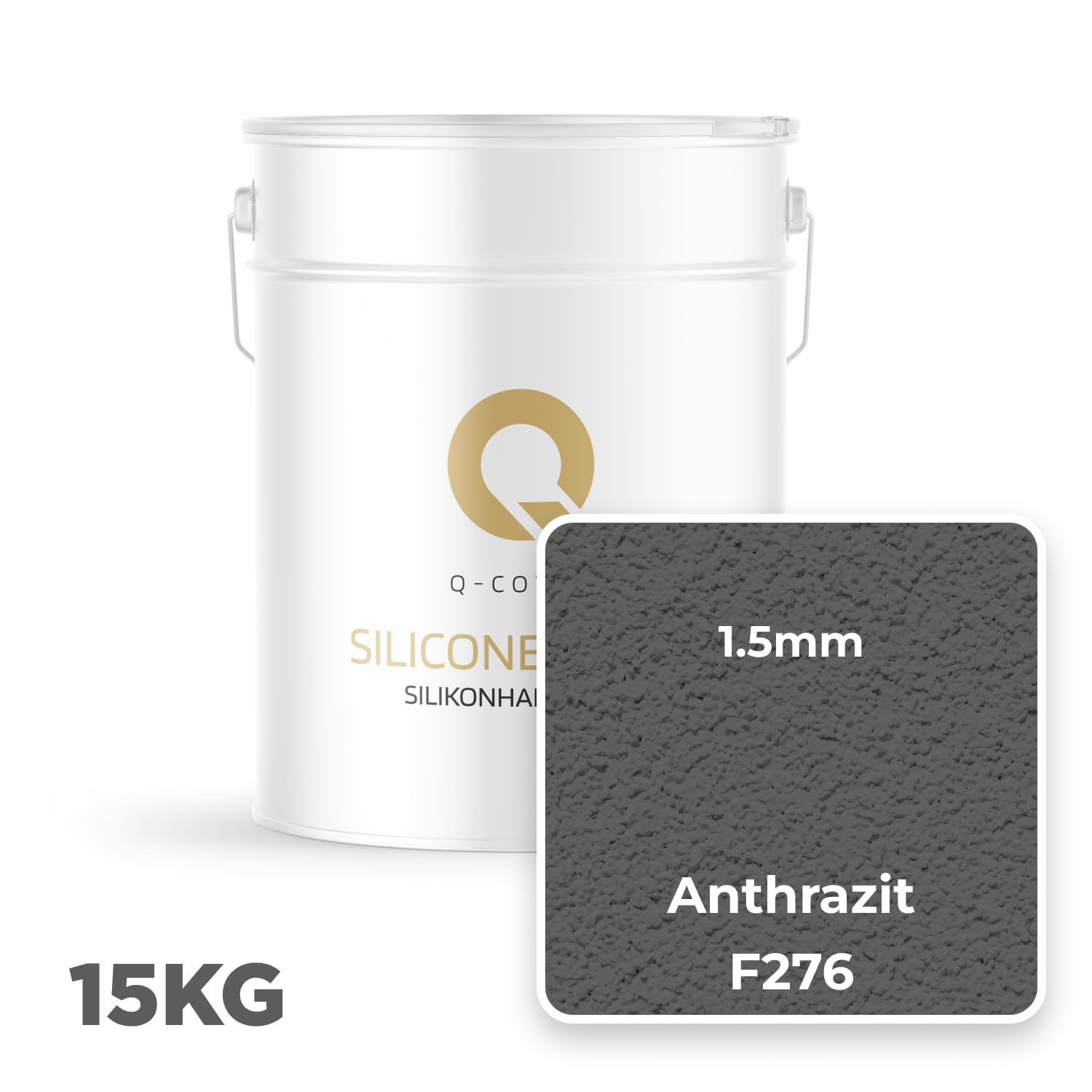 Silikonharz-Putz Anthrazit F276 15 kg, 1,5 mm – Kratzputz, Außenputz, Strukturputz, Fassadenputz, Wasserabweisend, Selbstreinigung
