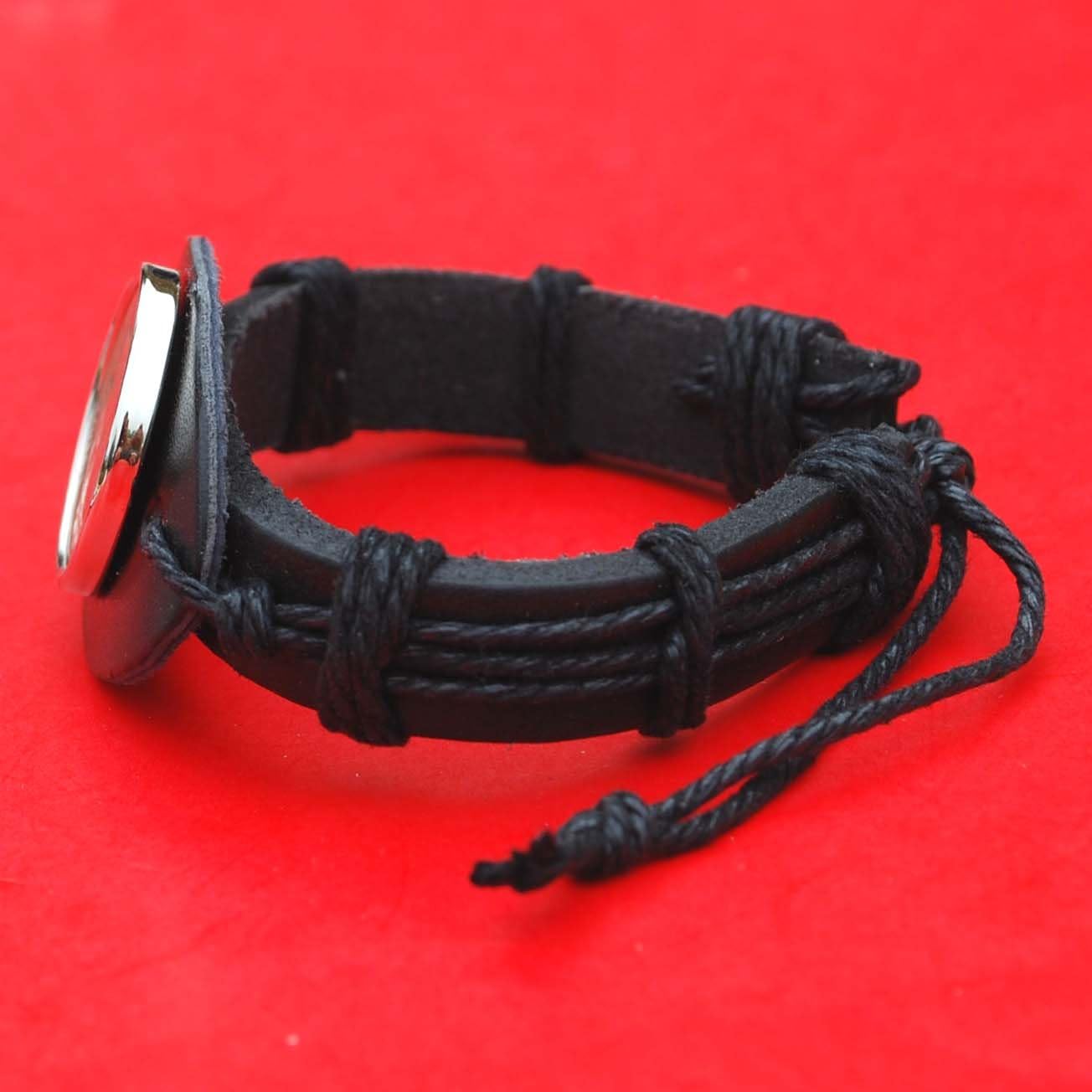 US 1928 Indian Head Buffalo Nickel 5 Cent Coin Genuine Black Leather Cuff Bangle Bracelet NEW