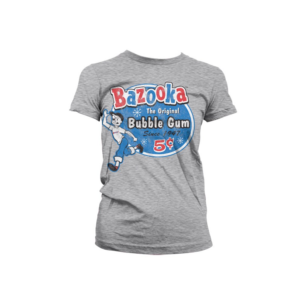 Bazooka Joe T Shirt The Original Official Womens Junior Fit Grey