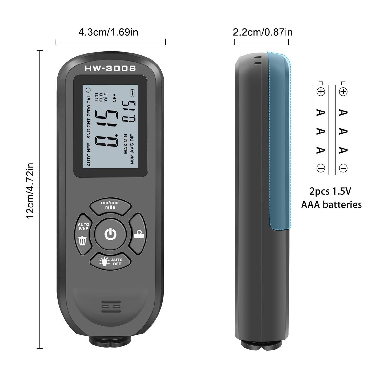Miernik grubości farby Cyfrowy miernik grubości folii LCD z podświetleniem Tester grubości lakieru samochodowego Miernik grubości powłoki