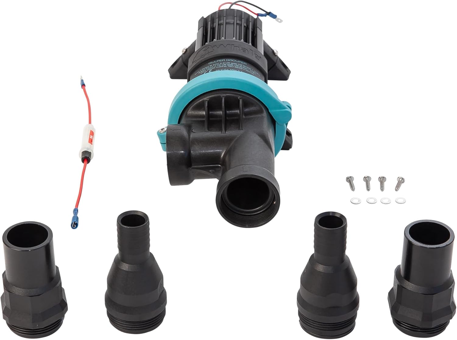 Whale Gulper Grouper MK3 Pump (12V) - Fishbox Discharge Pump. Ideal Non-Clog Macerator Replacement Pump with 90° Ports for Fishbox Installations BP4772