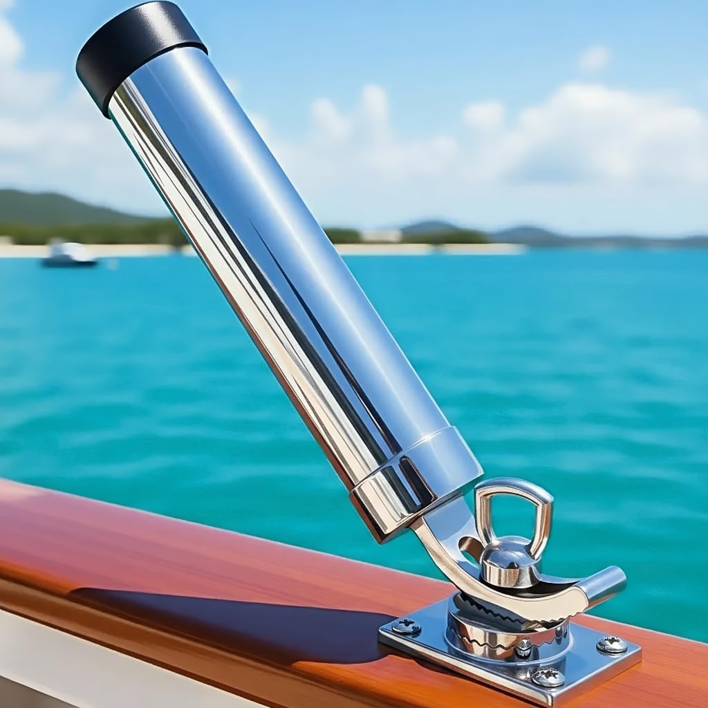 Stainless Steel Fishing Rod Holder, 360 Degree Adjustable Deck Mount for Marine Boat Yatch