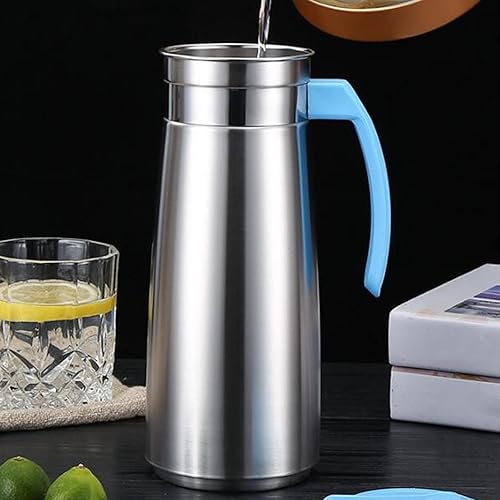 Miniatura 3 de MagiDeal Jarra de agua fría con tapa sellada de gran capacidad, botella de acero inoxidable para refrigerador, cocina, hogar, color azul