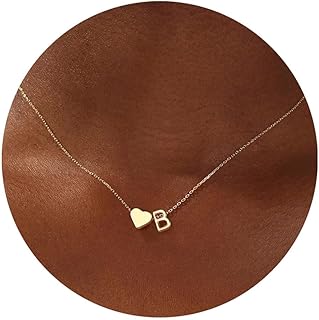 Turandoss Gold Heart Initial Necklace for Women, 18K Real Gold Plated Heart Initial A-Z Necklace Dainty Heart Necklaces Tiny Gold Initial Necklaces Birthday Gifts for Women Girls Jewelry