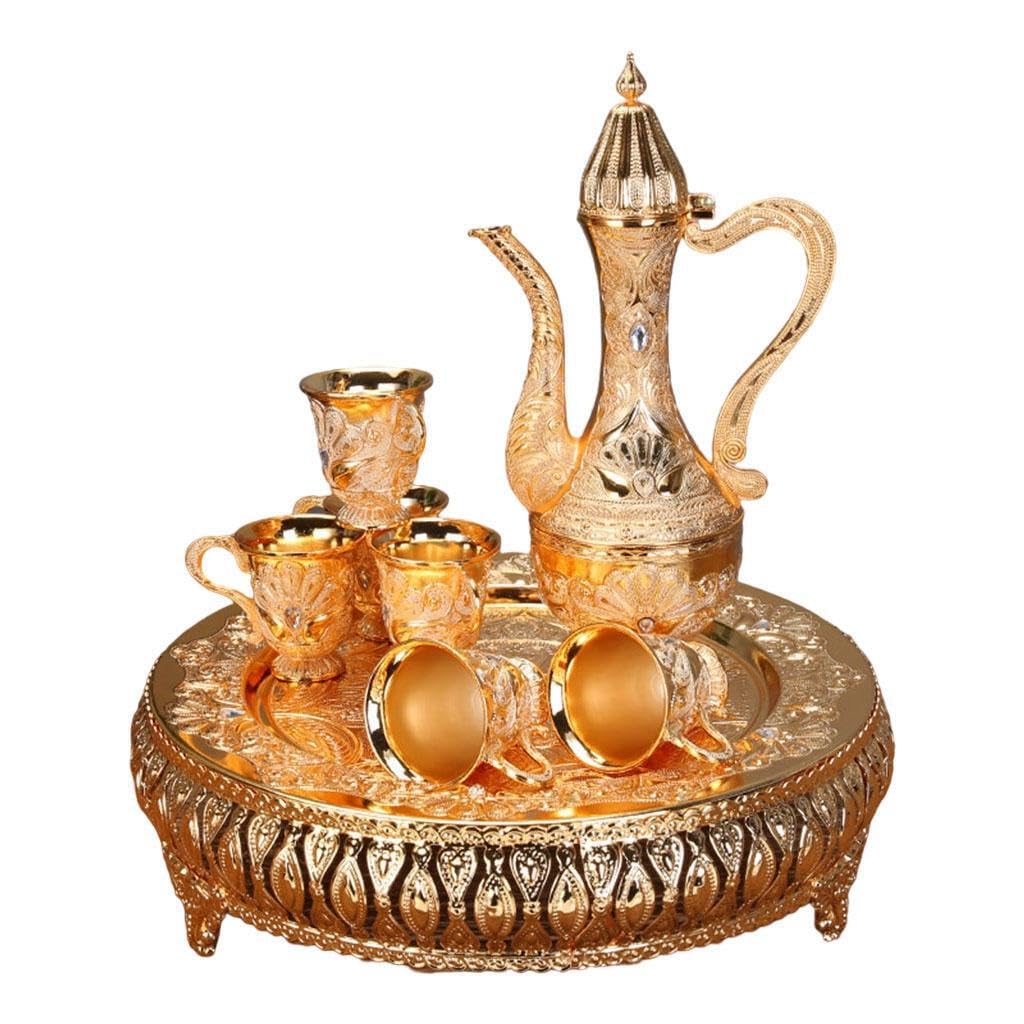 Set da tè turco estetico, bicchieri, bicchieri da vino, da vino europei multifunzionali, set da caffè turco, squisito stile retrò, resistente in