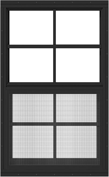 2 Pack Shed Window 14"X21" Black Flush Mount Household Windows With - View #5