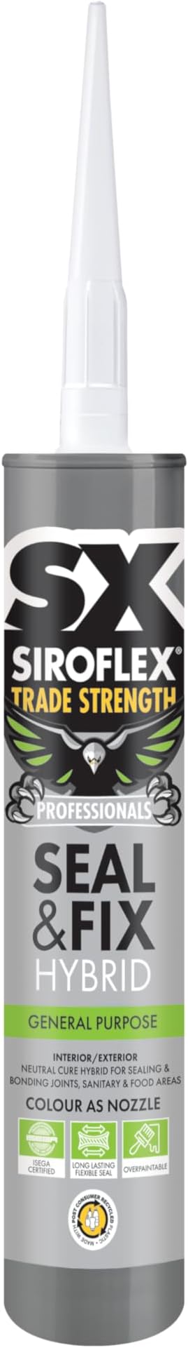 SX Trade Strength Seal and Fix, A Universal Adhesive and Sealant Based on Hybrid Technology for Both Interior and Exterior Applications, Size 290ml, Colour White