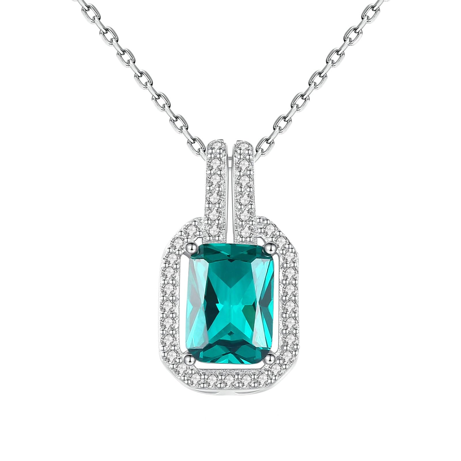 Collier Pendentif en Argent 925 Vert et Blanc, le Cadeau Idéal