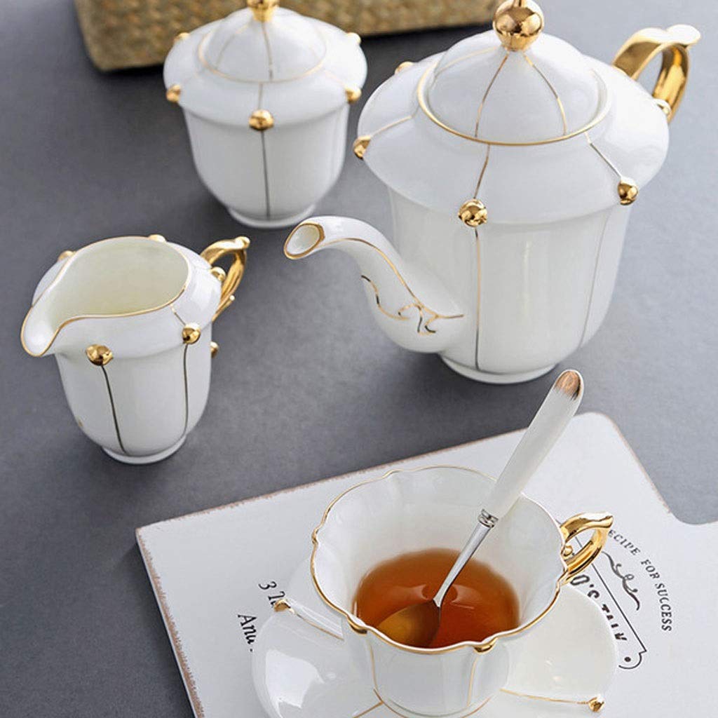 Tazzina da caffè Set tazze da caffè in ceramica, 6 once (circa 180 ml) e 6 piattini, 6 cucchiai, caffettiera, lattiera, zuccheriera, alzata for il caffè, adatto for caffè, latte, tea party pomeridiano