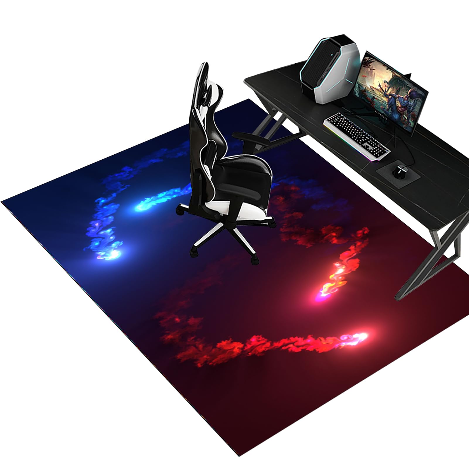 Fzamudng Office Chair Mat for Carpet Floor, Non-slip Carpet Chair Mats, Floor Protector for Rolling Chair, Heavy Duty Computer Chair Mat, Desk Chair Mat for Hardwood Floors Tile Laminat 90 x 120 cm