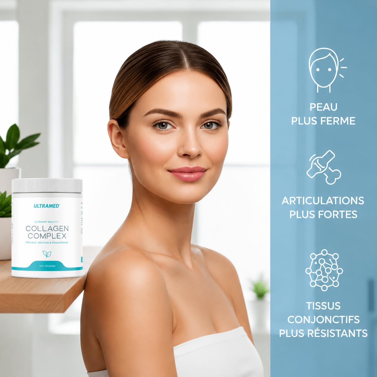 UltraMed - Poudre de collagène bioactive de qualité supérieure composée de VERISOL, TENDOFORTE & FORTIGEL + vitamine C | 300 g | peptides de marque pour la peau, le tissu conjonctif et la mobilité |