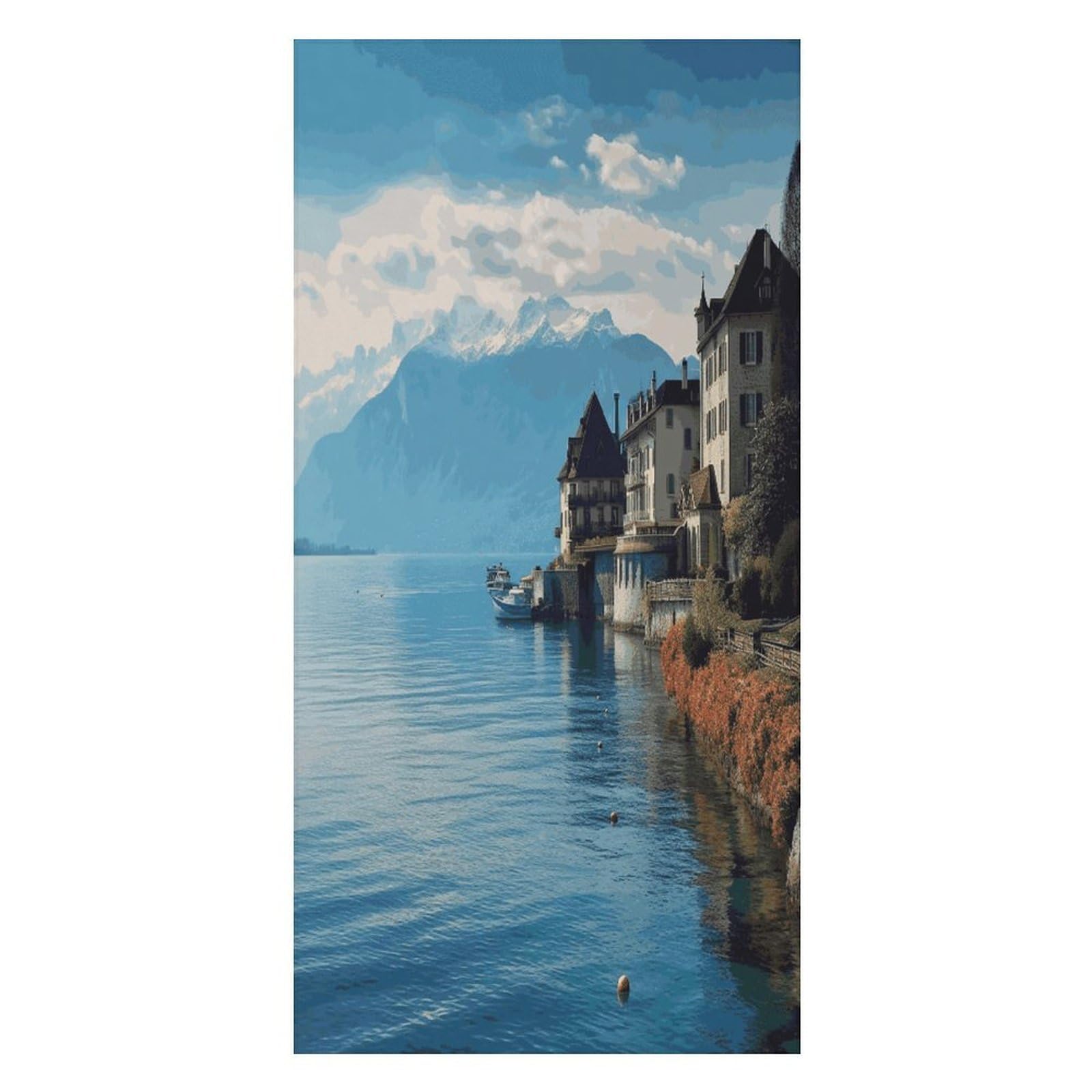 JTREHY Lake Geneva Switzerland Beach Towel Extremely Soft Oversized Towels Lightweight Sports Absorbent Bath Towel Suitable 160"x80" for Swimming Camping Beach