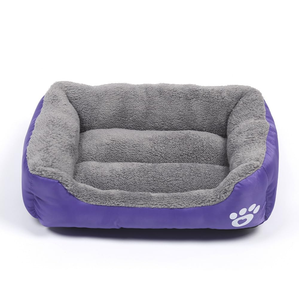 OUYUNKKA Dog Bed (M, 21.2 x 16.5 inch) Square Purple Sofa for Medium and Small Dogs and Cats, Semi-Enclosed Fluffy Soft Cushion, Easy Clean โ image 1