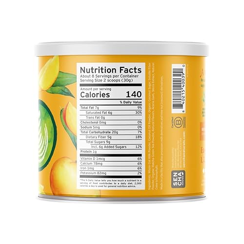 Miniatura 2 de Sencha Naturals Mezcla de leche de avena con leche matcha con leche, mango tropical, 8.5 onzas  Vegana, sin lácteos, sin gluten en polvo instantáneo