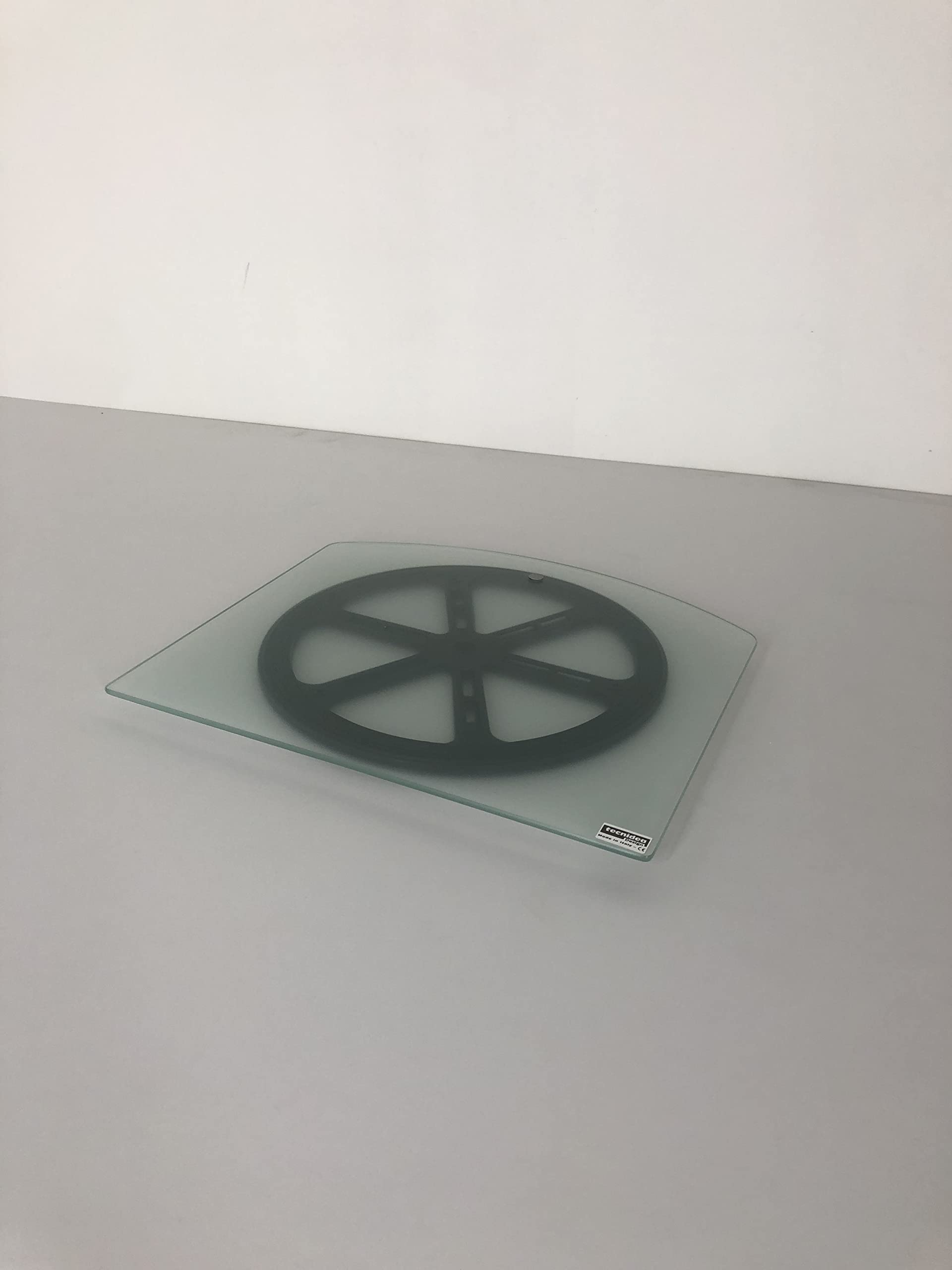 Base girevole, supporto per tv e pc in vetro sagomato temperato satinato dimensioni cm 40x36 -GK40