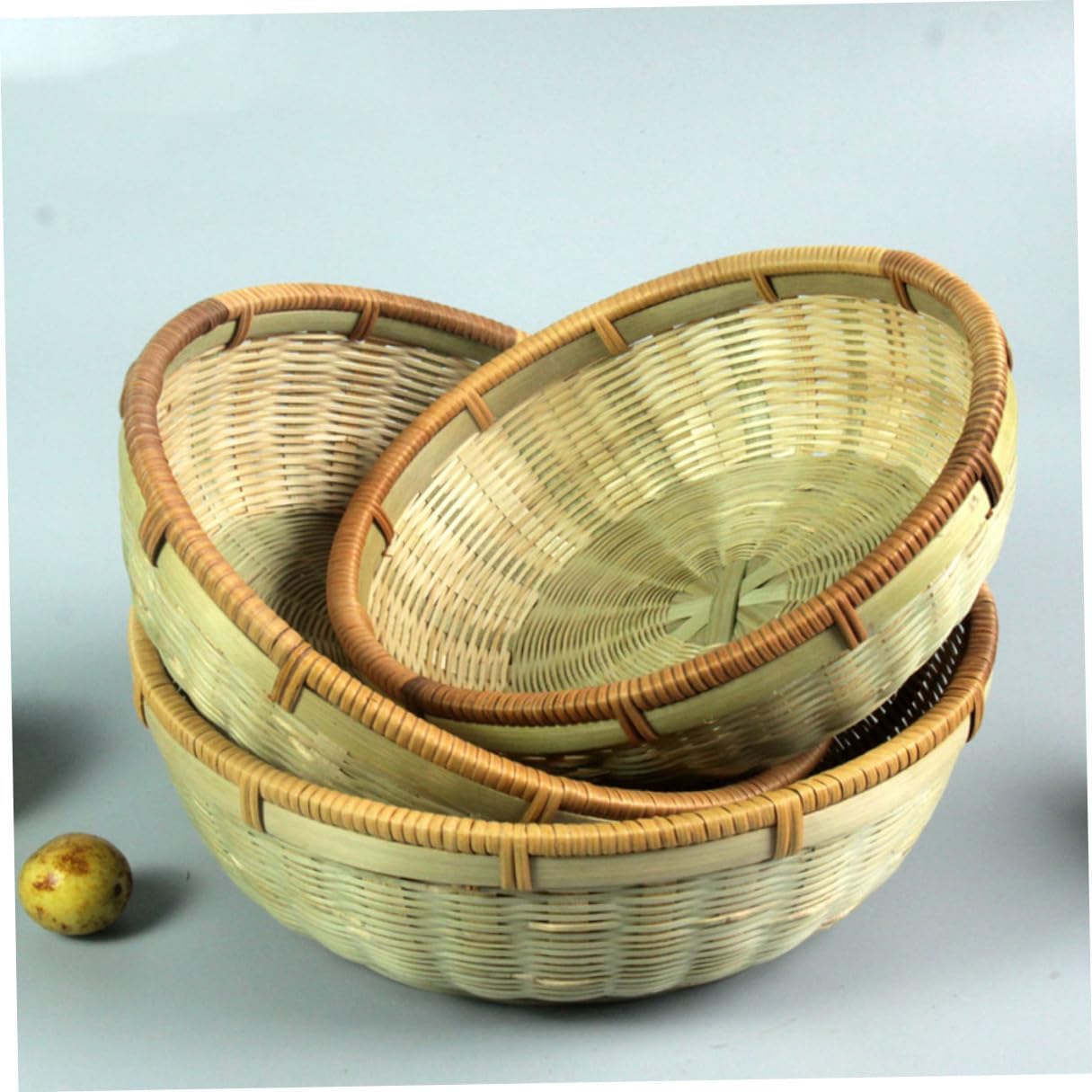 Bread and Food Serving Baskets 3pcs Set Natural Kitchen Organizer Drying and Storage Basket for Home Use