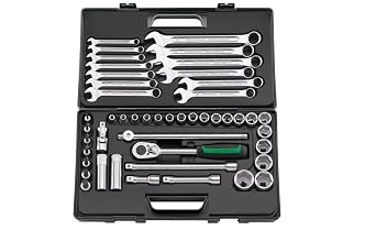 Stahlwille 96032301 1/2" 12.5mm 47-Piece Socket Set with Hexagon No. 52, Combination Spanners, INHEX Sockets, Ratchet, and More, in Stackable ABS Plastic Case, Made in Germany