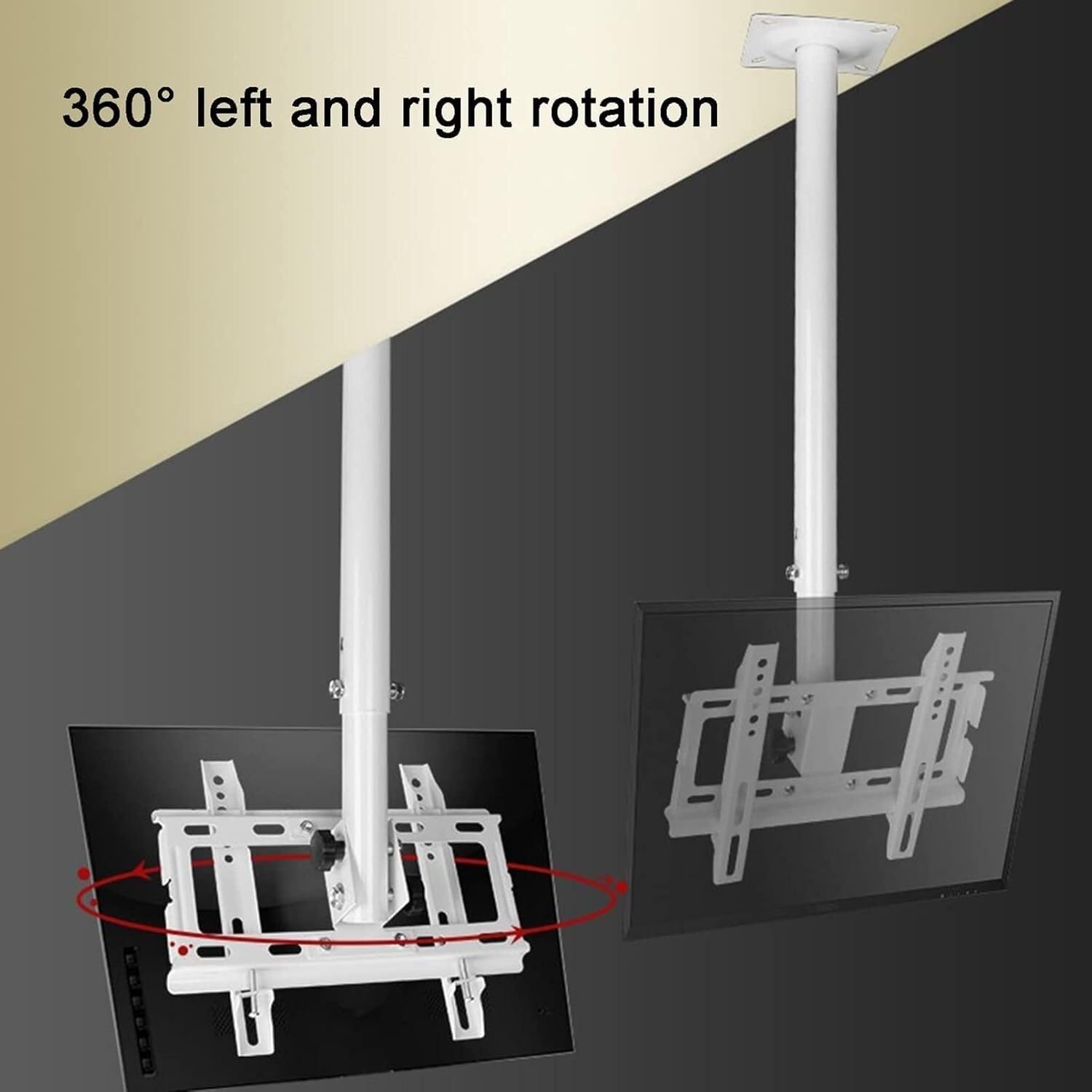 Supporto TV A Soffitto Inclinabile E Girevole per Monitor, Supporto TV Completamente Orientabile per TV da 32 A 55 Pollici, Supporto TV Telescopico Regolabile in Altezza