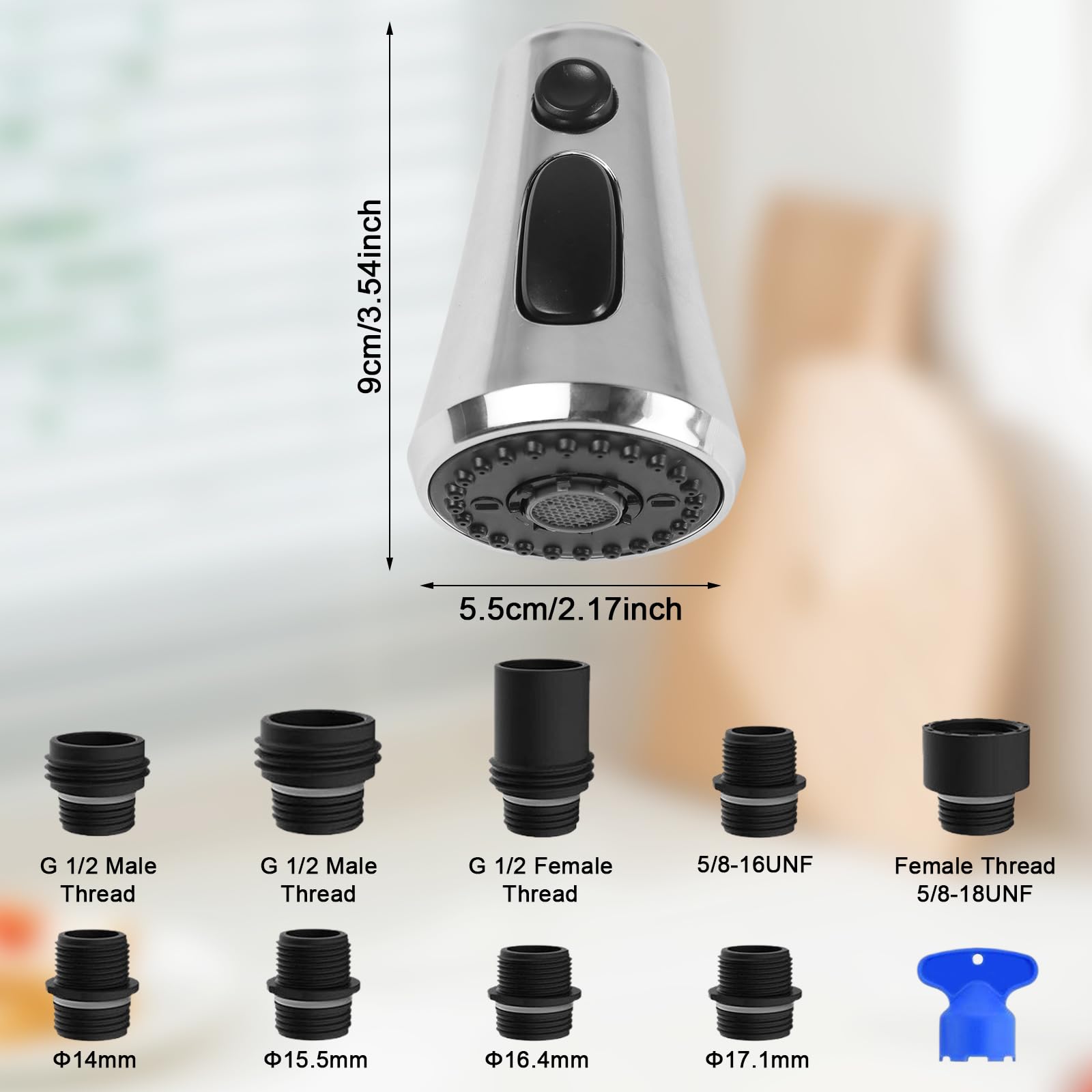 Areatore per Rubinetti 360° Girevole con 3 Modalità, Doccino per Lavandino con 9 Adattatori, Doccetta Cucina a Discesa Compatibile, per Cucina, Lavanderia