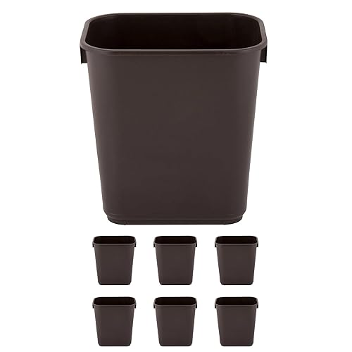 Paquete de 7 basureros rectangulares de 10 galones de color marrón para restaurante, papelera comercial, papelera de plástico para oficina, cubo de