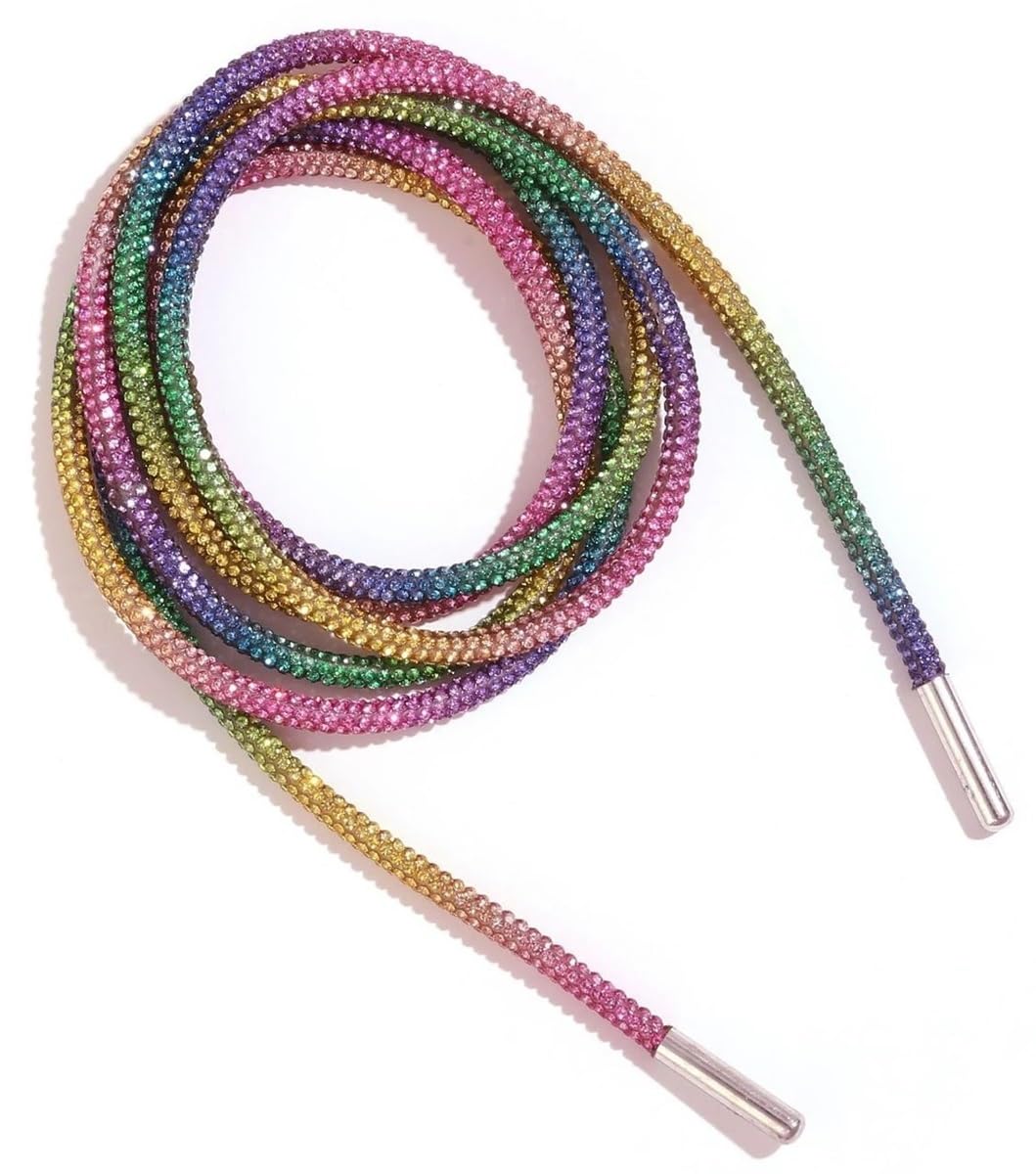 Cordones para Botas de Trabajo Cordones de diamantes de imitación Cordones de zapatos de diamantes de arco iris Zapatillas de deporte Cordones Zapatos Cordones redondos Cuerdas DIY(Candy pcs,140cm)