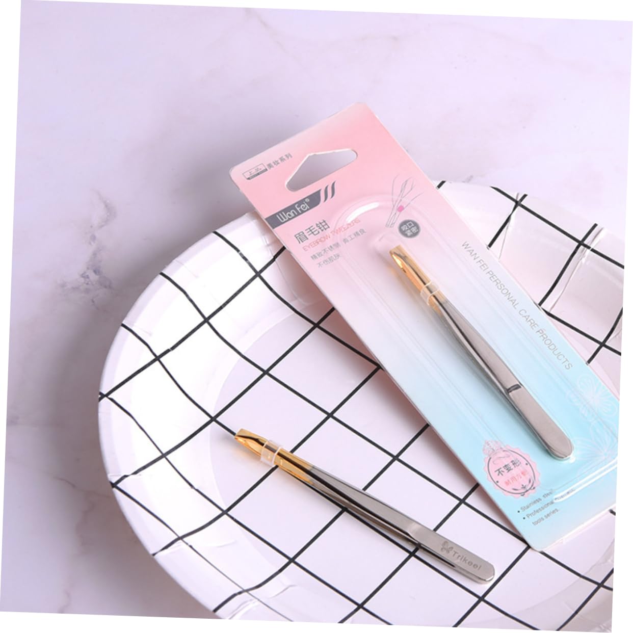 FOMIYES 2Pcs Stainless Steel Eyebrow Tweezers Flat Mouth Scissor Tweezers for Precision Eyebrow Shaping and Makeup Application Durable Electroplated Design