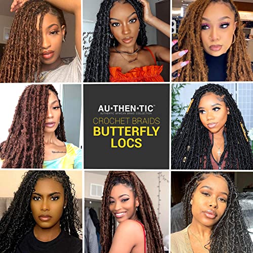 18 Inch 6 Pack Au-Then-Tic Butterfly Locs Crochet Hair Distressed Faux Locs Crochet Soft Locs Pre Looped Hair Extensions (18 Inch (Pack Of 6), 4-Medium Dark Brown) #TOP6