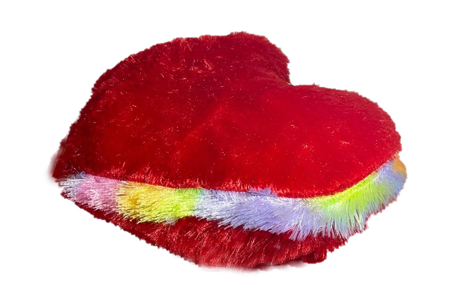 Catchyx Cart Heart Shaped Plush Decorative Pillow, Red with Rainbow Trim, Soft Polyester, 35 x 35 cm (Red)-image-44