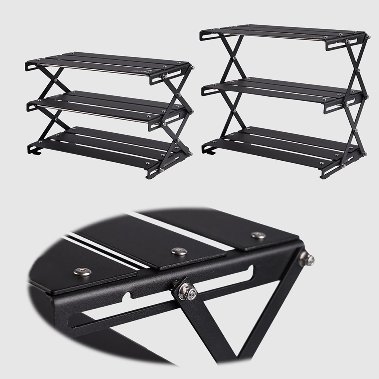 Faltbares Campingregal mit 3 Ebenen – stabiles Regal für Outdoor-Ausrüstung, tragbare und platzsparende Lösung für den Campingplatz
