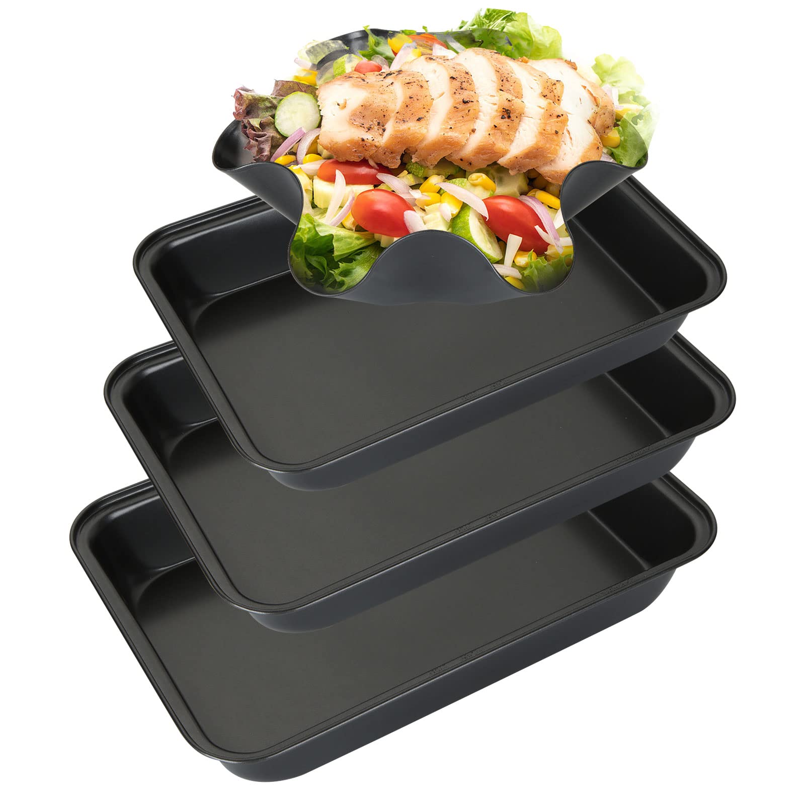 Plat à four rectangulaire antiadhésif lot de 3 avec moule tortilla acier