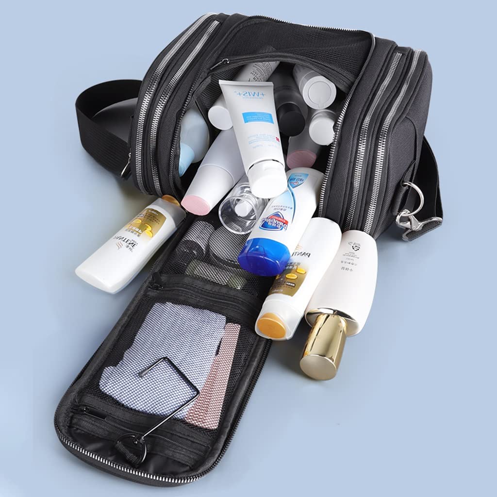 Neceser para Colgar en Estante, Organizador de cosméticos de Viaje, Bolsa de baño para Ducha, para Hombres y Mujeres, se Puede Llevar en la Mano/Hombro (Color: Negro, tamaño: 28 *