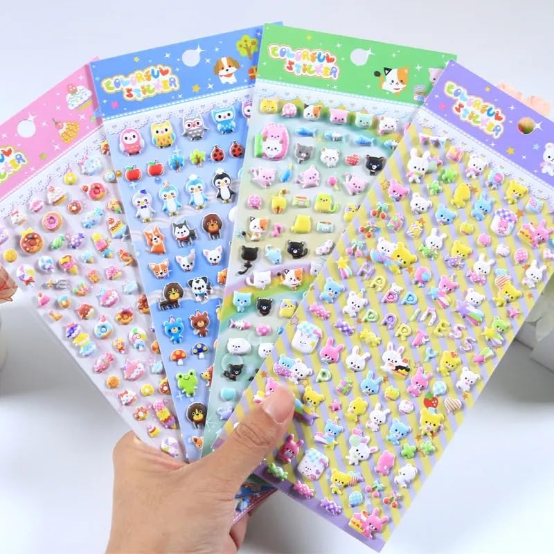 SUPER TOY 300+ 3D Puffy Stickers Assorted Cute Animals Vehicle Stickers for Boys Girls Classroom Reward, Craft Scrapbooking Party Gift