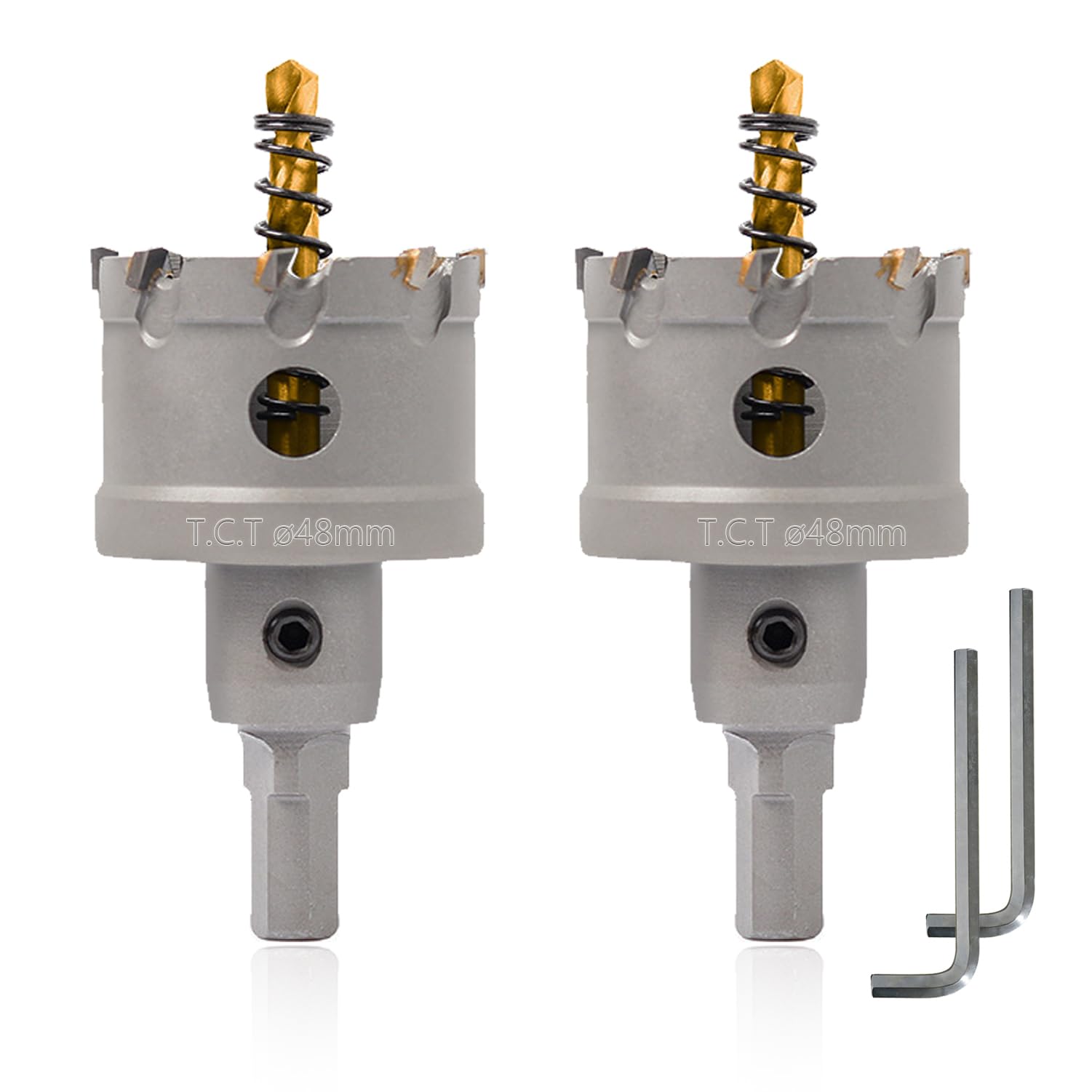 LCubro 1-7/8" (48mm) Hole Saw Heavy Duty Carbide 2-Pack Tungsten Carbide Tipped Hole Cutters cuts Stainless Steel, mild Steel, Iron, Copper, Brass,