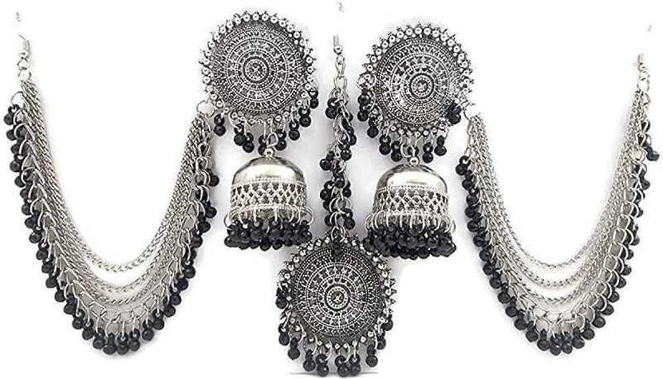 COSMO DUST Women Oxidised Earring & Maang Tikka Set | Black | SGE-014-BK (B0CB36CCB2) Amazon Price History, Amazon Price Tracker