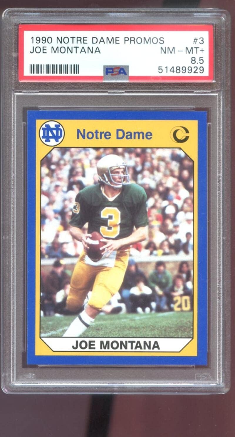 1990 Notre Dame Fighting Irish PROMO Collegiate Collection #3 Joe Montana Graded Football Card PSA 8.5