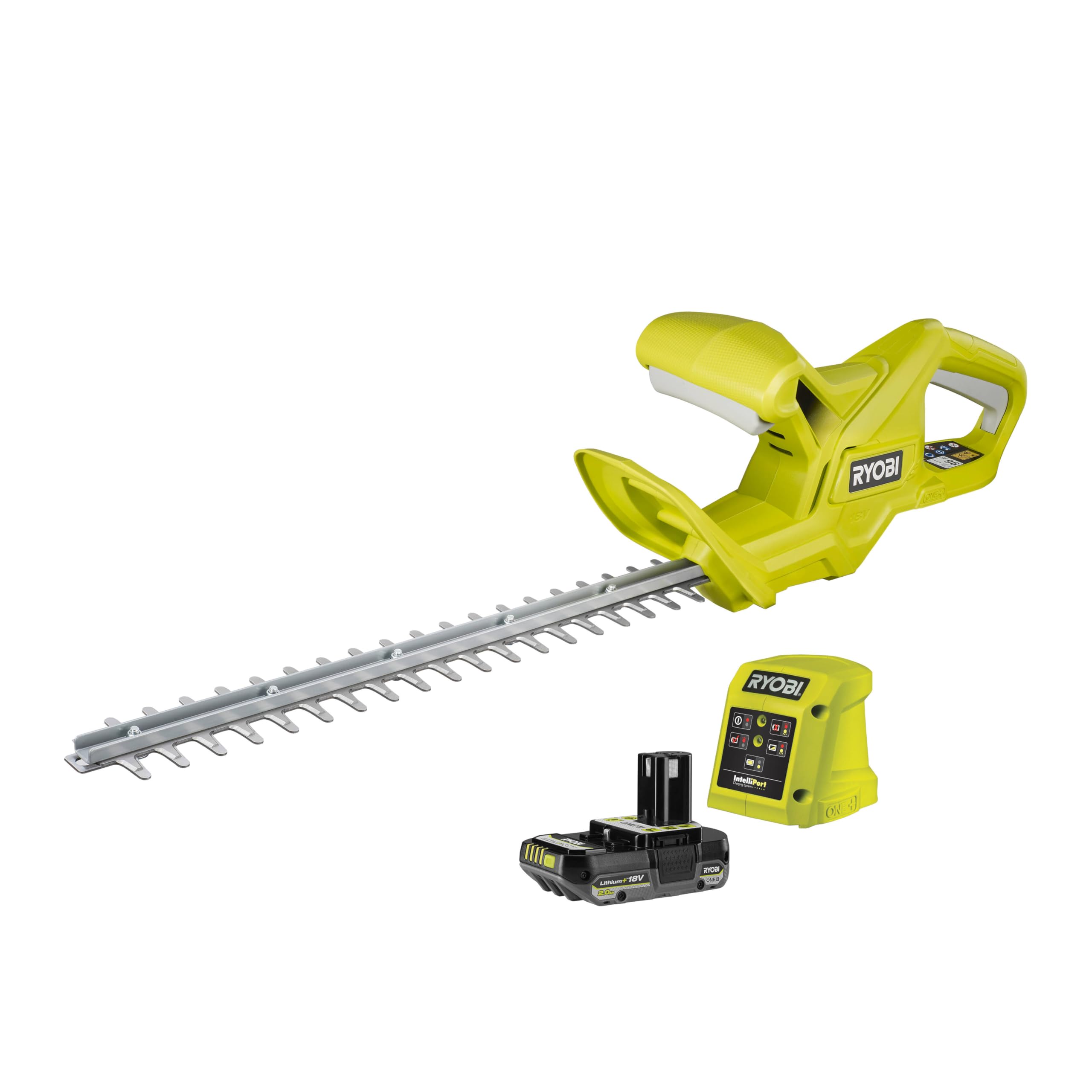 Ryobi Tagliasiepi a Batteria 18V 40 cm, Capacità di Taglio 16 mm, Lame Affilate al Diamante, Leggero e Compatto, con Batteria 2.0 Ah e Caricabatterie, RY18HT40A-120P