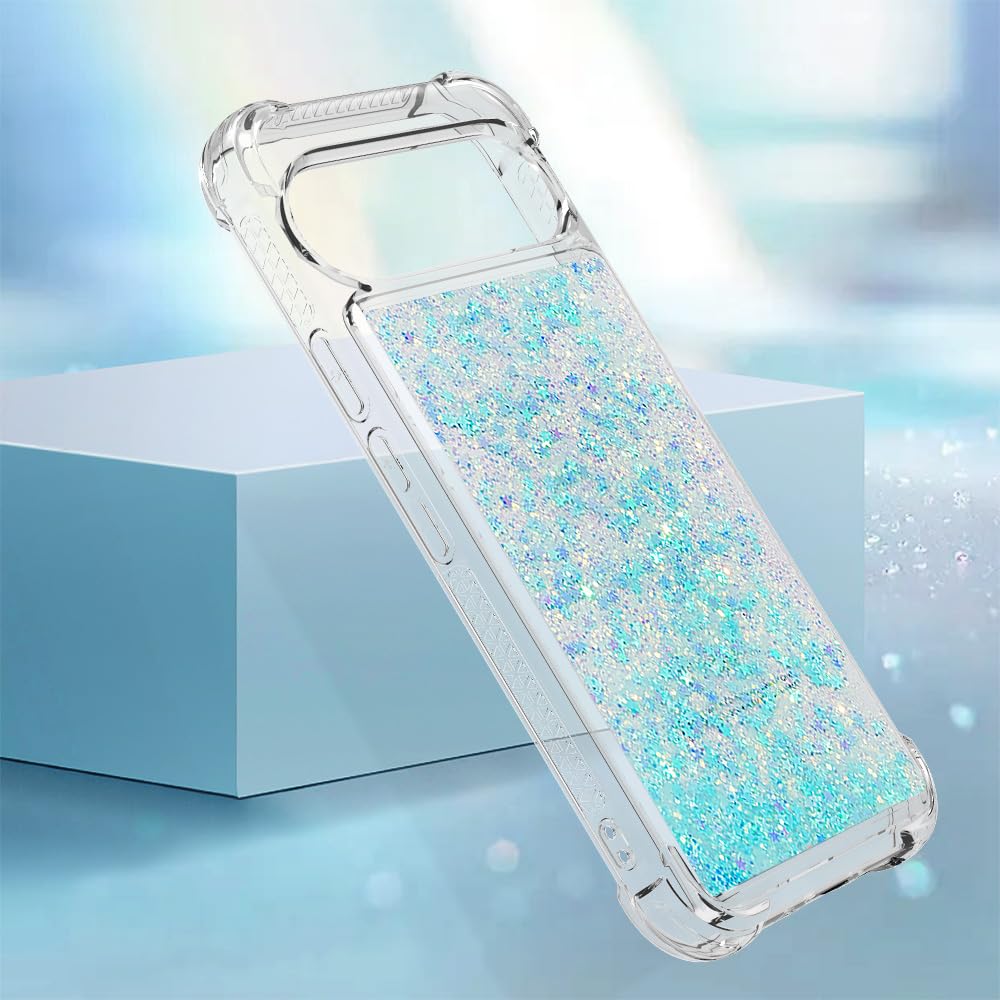 IMEIKONST Custodia Compatibile con Google Pixel 8, Brillantini Glitter Colore Sabbie Mobili Cover Trasparente Rigida Silicone Bumper Case Custodie per