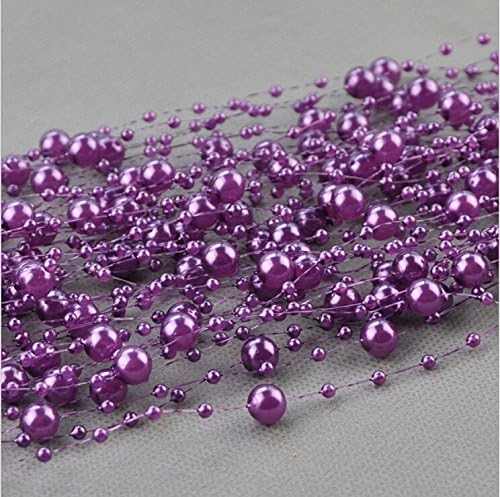 Joinwin® Hot Sale 200 Feet Roll 3&8mm Pearl String Bead Garland Strand Wedding Decoration DIY Bridal Party Supplies Craft Decor (Purple)