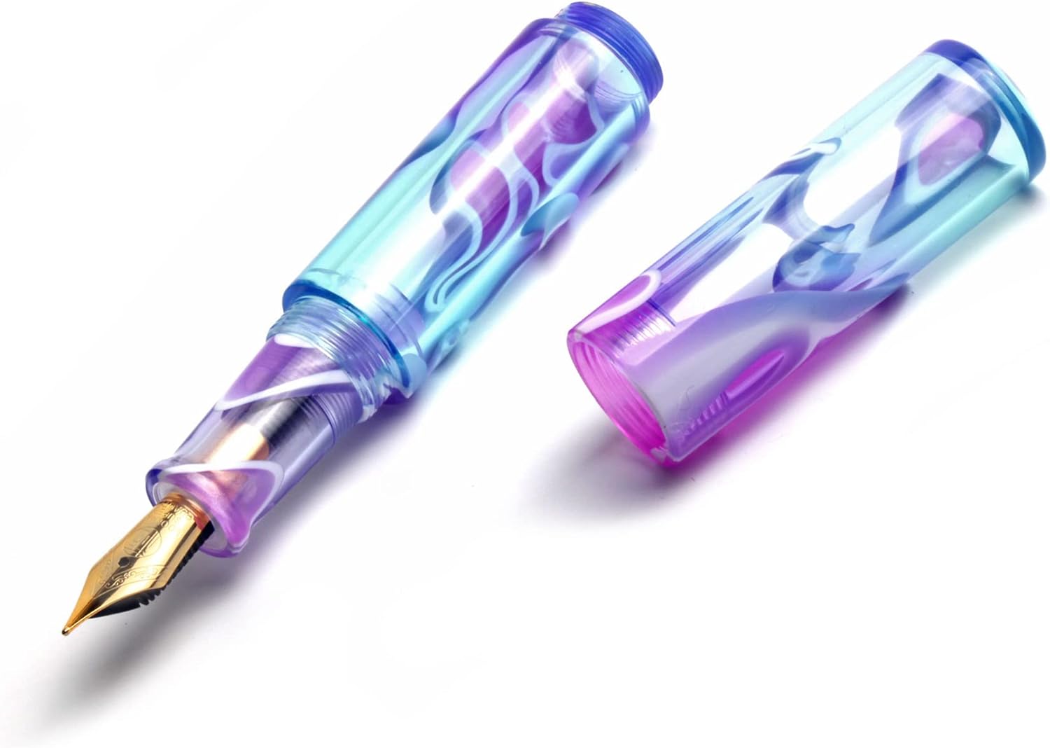SeventyTwo Mini Transparent Pocket-Size Eyedropper Fountain Pen Fine Nib 0.5mm (Purple)