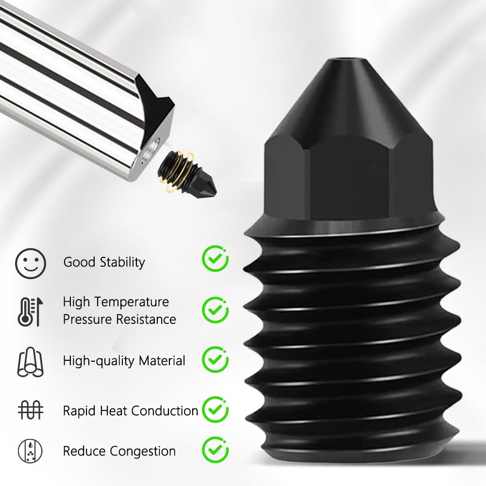Dysze ze stali hartowanej do Bambulab A1/A1 0,2 mm 0,4 mm 0,6 mm 0,8 mm, z ekstra silikonową osłoną, skarpety, dysze ze stali hartowanej, do dysz Bambu Labu Mini 3D