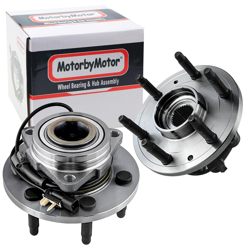MotorbyMotor 515160 Front Wheel Bearing and Hub Assembly 4WD with 6 Lugs Fits for Chevy Silverado 1500 Suburban Tahoe, GMC Sierra 1500 Yukon XL, Cadillac XTS Escalade Hub Bearing (4x4, w/ABS)-2 Pack