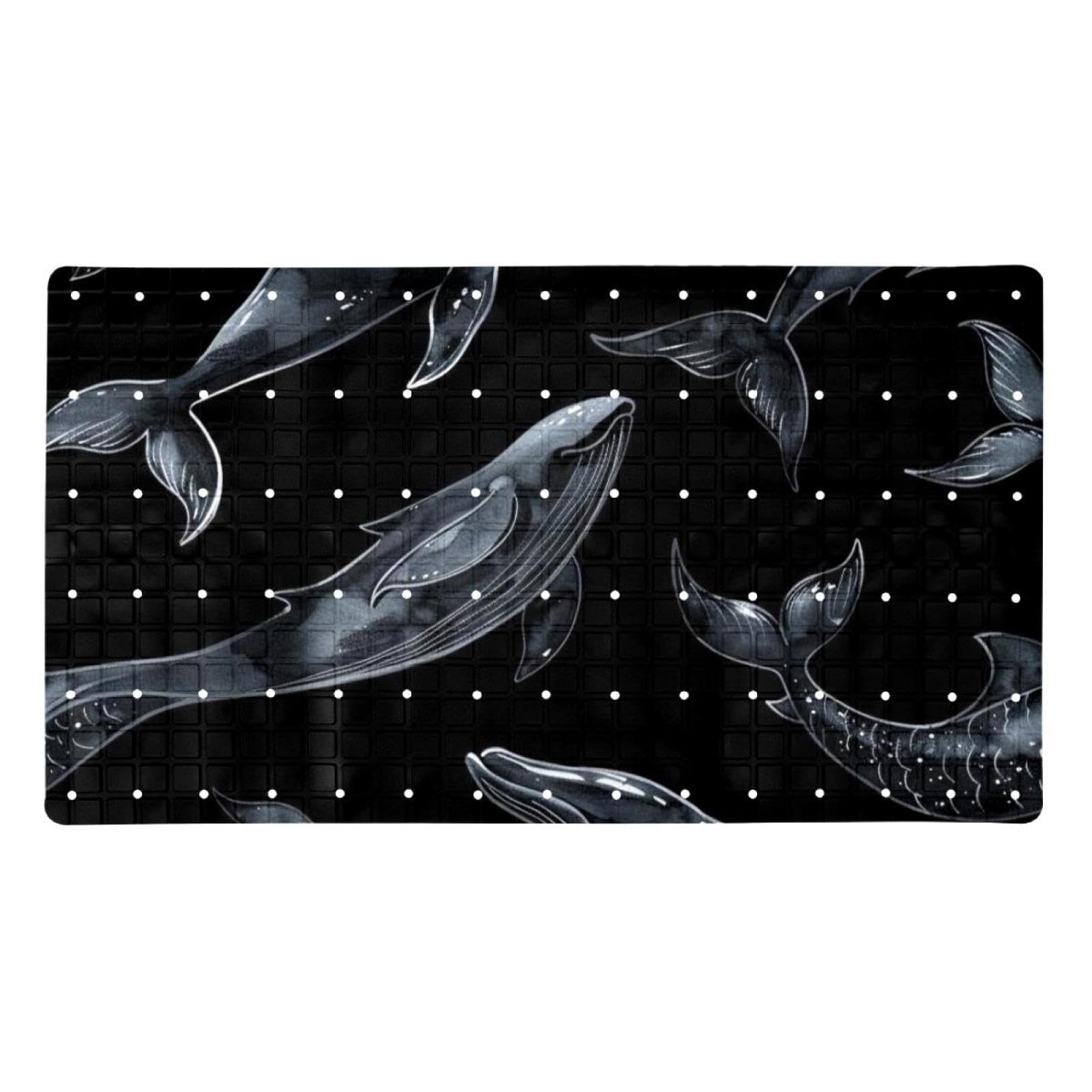 Tapis de bain antidérapant en PVC Art Ocean motif sirène et baleine pour douche 38x68 cm