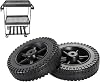 Faddare G206-0025-W1 6 Inch Grill Wheels Replacement Parts with Cover, 2pcs Blow Molded BBQ Grill Wheels 6 Inch Replacement Parts, Open Cart Replacement PartBlack