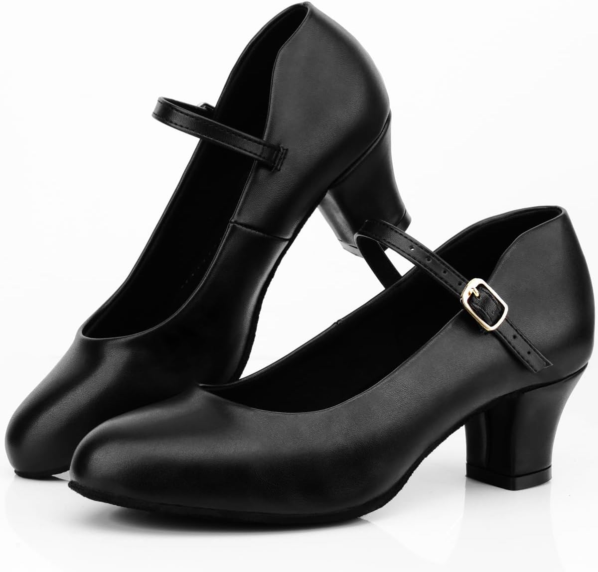 Women's Black Non-Slip Latin Salsa Dance Heels Ballroom Character Shoes Prom Dress Pumps - Image 2