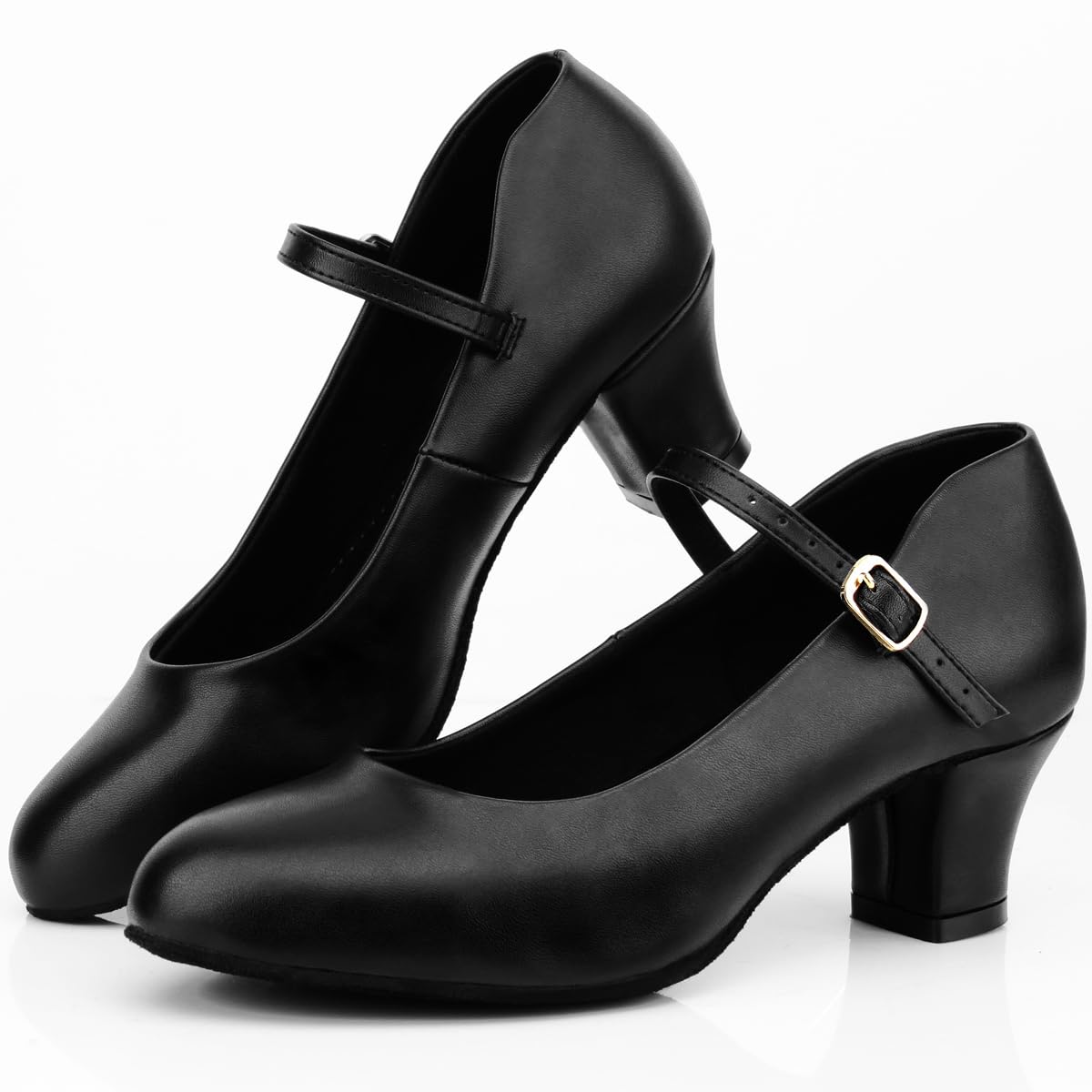 Women's Black Non-Slip Latin Salsa Dance Heels Ballroom Character Shoes Prom Dress Pumps (7 / Black)